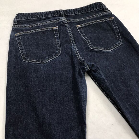 90s GAP Boot Cut Stretch Jean Women 12Reg (32x30) Dark Wash Raw Blue USA Denim - Picture 9 of 16